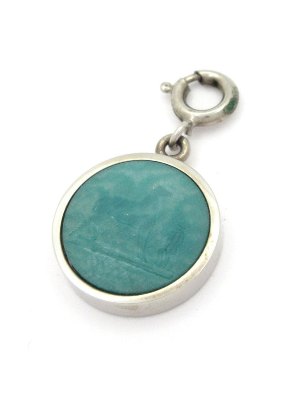 Hermes Pendant Corozo Silver Blue Green